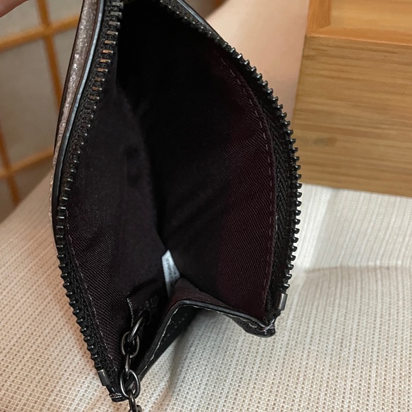 Coach Mini Skinny Id Case With Floral Applique Gunmetal/Black NWT - Picture 12 of 15